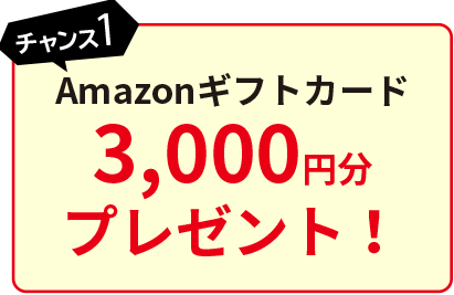 【チャンス1】Amazonギフト券 3,000円分プレゼント！
